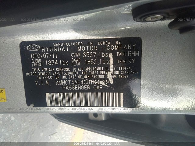 Photo 8 VIN: KMHCT4AE4CU183529 - HYUNDAI ACCENT 