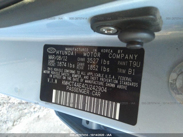 Photo 8 VIN: KMHCT4AE4CU242904 - HYUNDAI ACCENT 