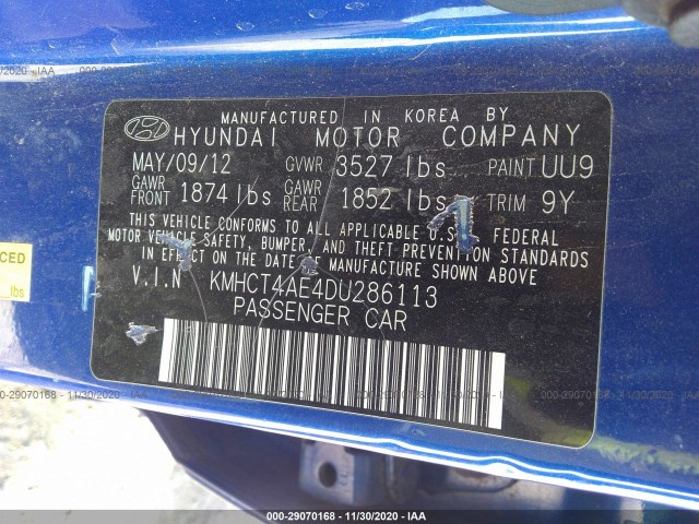 Photo 8 VIN: KMHCT4AE4DU286113 - HYUNDAI ACCENT 