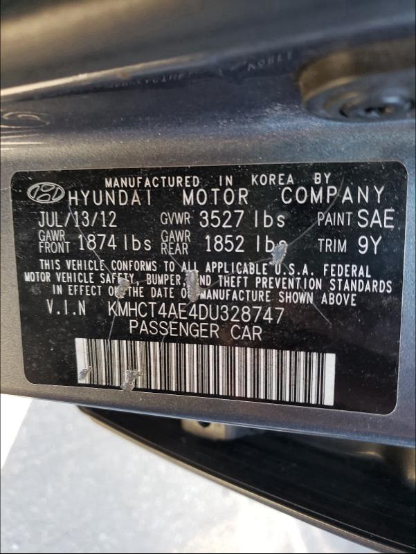 Photo 9 VIN: KMHCT4AE4DU328747 - HYUNDAI ACCENT GLS 