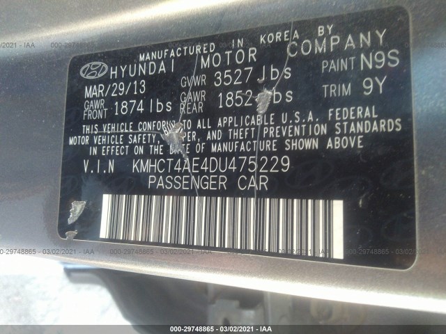 Photo 8 VIN: KMHCT4AE4DU475229 - HYUNDAI ACCENT 