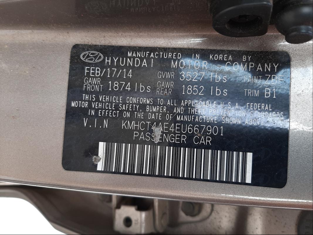 Photo 9 VIN: KMHCT4AE4EU667901 - HYUNDAI ACCENT GLS 