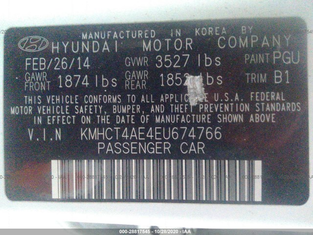 Photo 8 VIN: KMHCT4AE4EU674766 - HYUNDAI ACCENT 