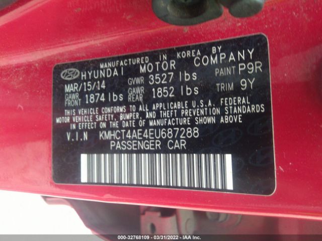 Photo 8 VIN: KMHCT4AE4EU687288 - HYUNDAI ACCENT 