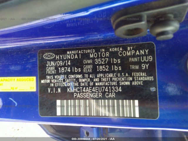 Photo 8 VIN: KMHCT4AE4EU741334 - HYUNDAI ACCENT 