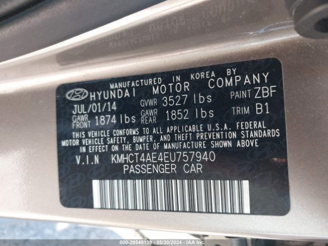 Photo 8 VIN: KMHCT4AE4EU757940 - HYUNDAI ACCENT 