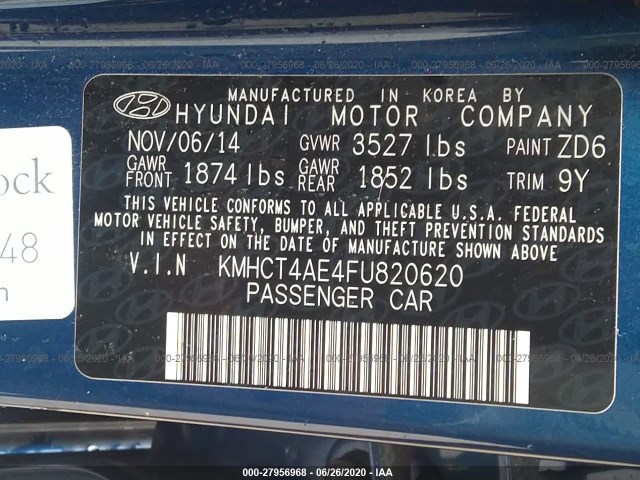 Photo 8 VIN: KMHCT4AE4FU820620 - HYUNDAI ACCENT 