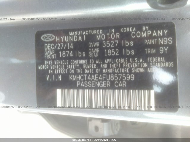 Photo 8 VIN: KMHCT4AE4FU857599 - HYUNDAI ACCENT 