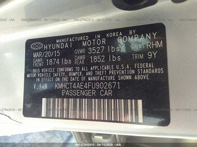 Photo 8 VIN: KMHCT4AE4FU902671 - HYUNDAI ACCENT 