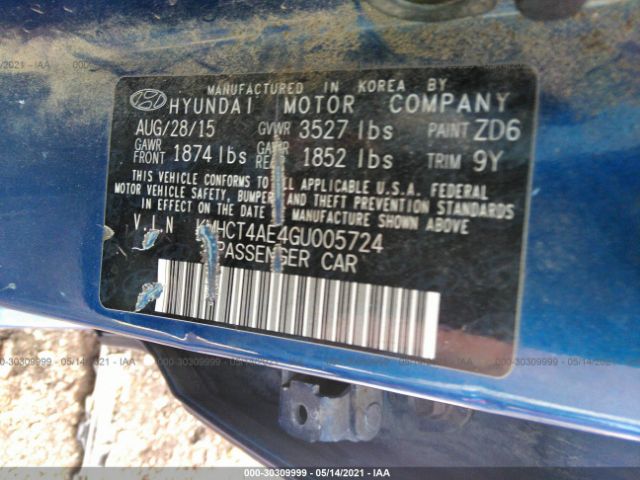 Photo 8 VIN: KMHCT4AE4GU005724 - HYUNDAI ACCENT 