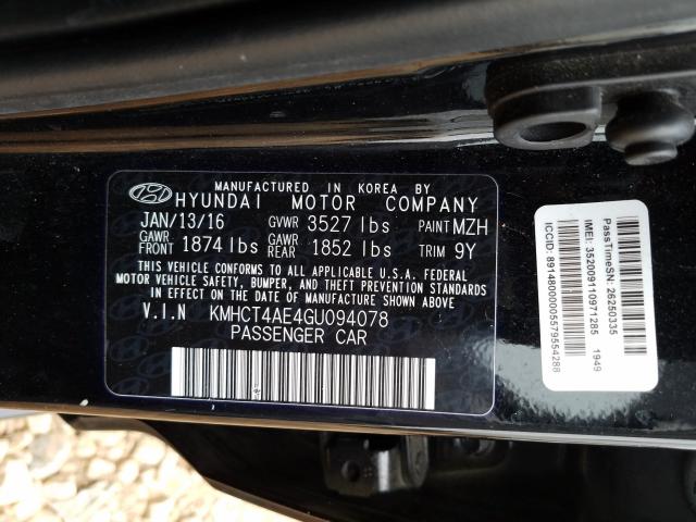 Photo 9 VIN: KMHCT4AE4GU094078 - HYUNDAI ACCENT SE 