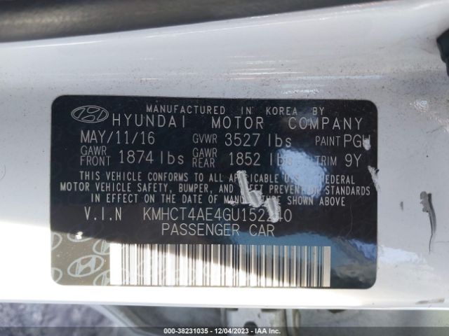 Photo 8 VIN: KMHCT4AE4GU152240 - HYUNDAI ACCENT 