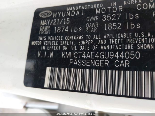 Photo 8 VIN: KMHCT4AE4GU944050 - HYUNDAI ACCENT 