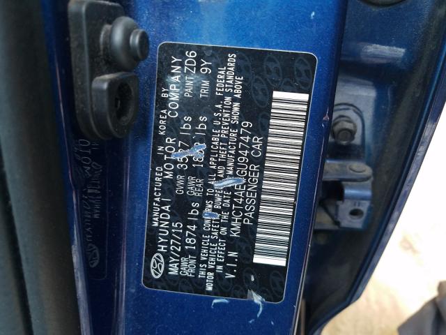 Photo 9 VIN: KMHCT4AE4GU947479 - HYUNDAI ACCENT SE 