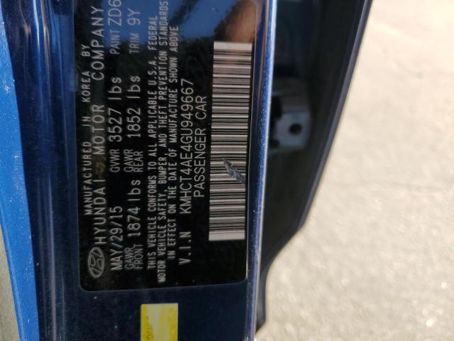 Photo 12 VIN: KMHCT4AE4GU949667 - HYUNDAI ACCENT 