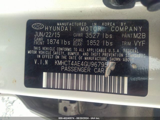 Photo 8 VIN: KMHCT4AE4GU967957 - HYUNDAI ACCENT 