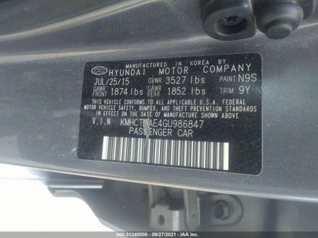 Photo 8 VIN: KMHCT4AE4GU986847 - HYUNDAI ACCENT 