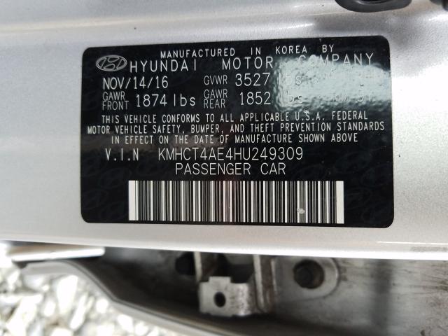 Photo 9 VIN: KMHCT4AE4HU249309 - HYUNDAI ACCENT SE 