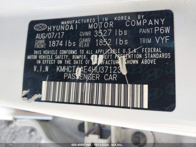 Photo 8 VIN: KMHCT4AE4HU371233 - HYUNDAI ACCENT 