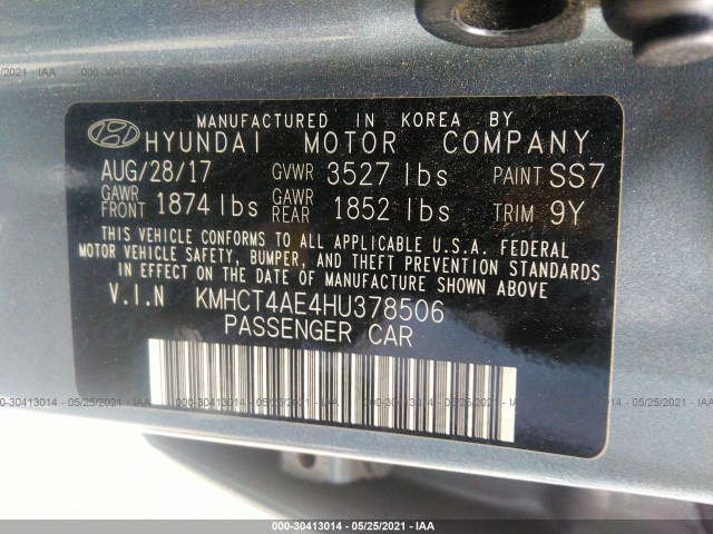 Photo 8 VIN: KMHCT4AE4HU378506 - HYUNDAI ACCENT 