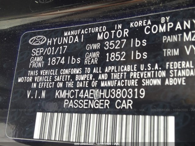 Photo 8 VIN: KMHCT4AE4HU380319 - HYUNDAI ACCENT 