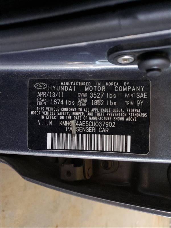 Photo 9 VIN: KMHCT4AE5CU037902 - HYUNDAI ACCENT GLS 