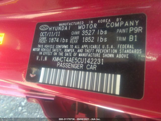 Photo 8 VIN: KMHCT4AE5CU142231 - HYUNDAI ACCENT 