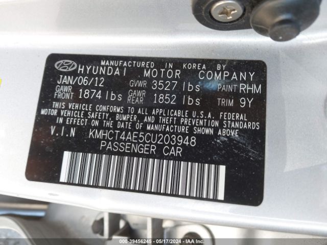 Photo 8 VIN: KMHCT4AE5CU203948 - HYUNDAI ACCENT 