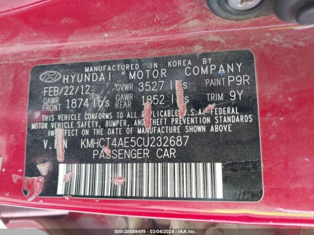 Photo 8 VIN: KMHCT4AE5CU232687 - HYUNDAI ACCENT 