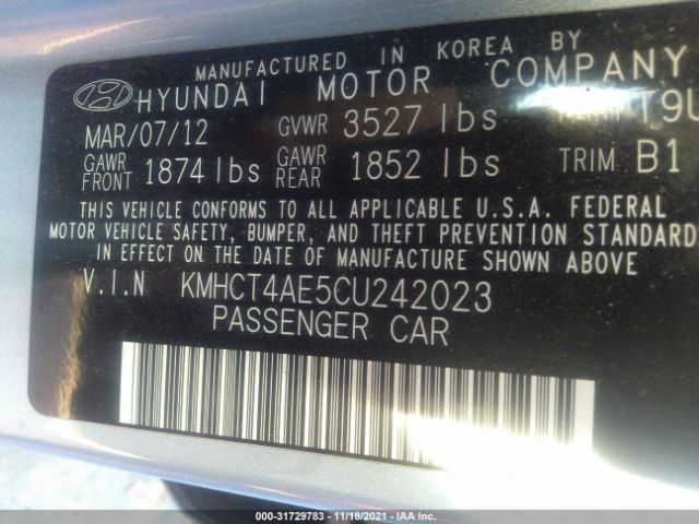 Photo 8 VIN: KMHCT4AE5CU242023 - HYUNDAI ACCENT 