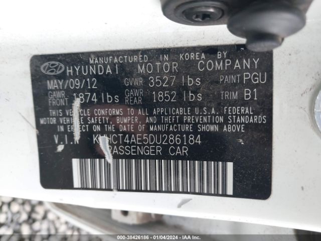 Photo 8 VIN: KMHCT4AE5DU286184 - HYUNDAI ACCENT 