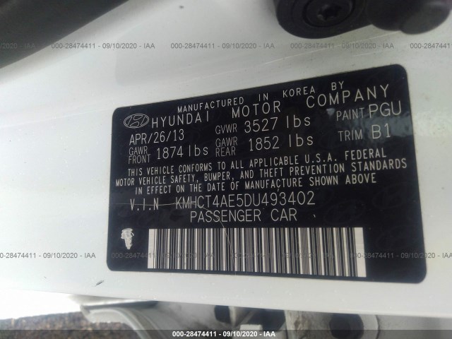 Photo 8 VIN: KMHCT4AE5DU493402 - HYUNDAI ACCENT 