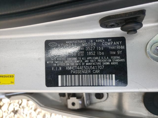 Photo 9 VIN: KMHCT4AE5DU541707 - HYUNDAI ACCENT GLS 