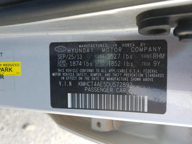 Photo 9 VIN: KMHCT4AE5DU572892 - HYUNDAI ACCENT GLS 