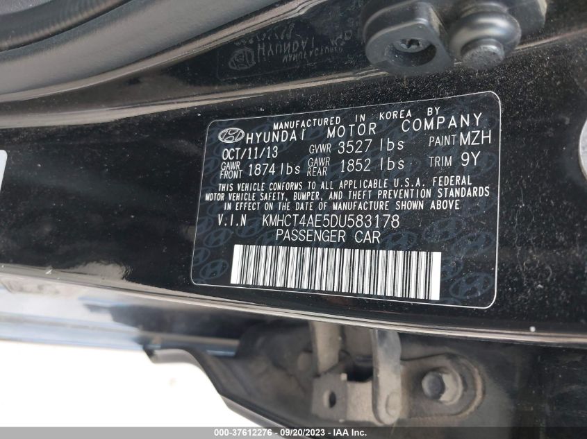 Photo 8 VIN: KMHCT4AE5DU583178 - HYUNDAI ACCENT 