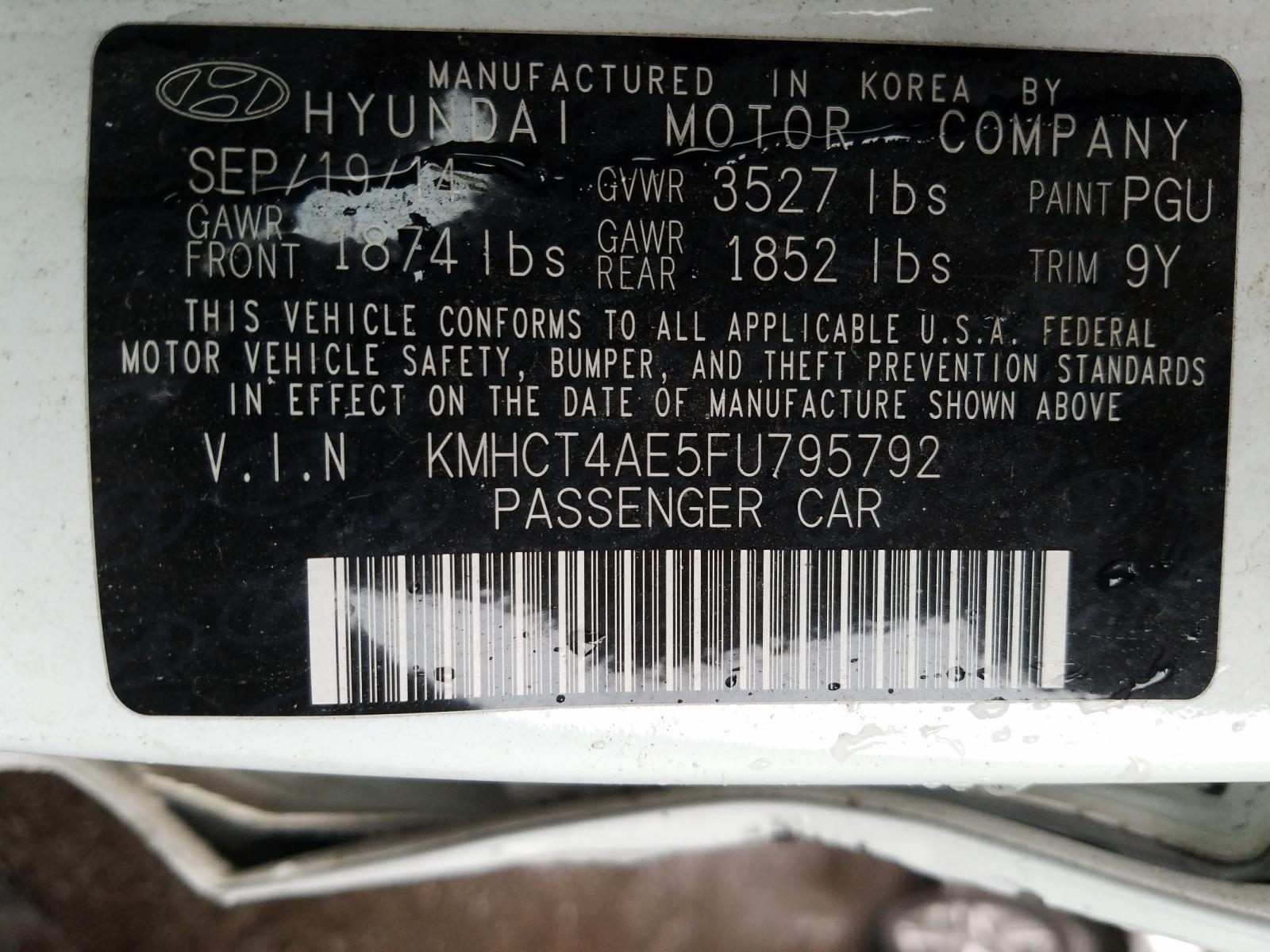 Photo 9 VIN: KMHCT4AE5FU795792 - HYUNDAI ACCENT GLS 