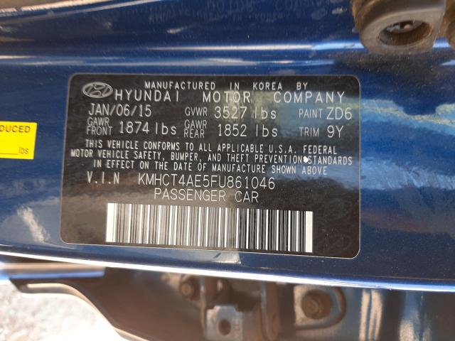 Photo 9 VIN: KMHCT4AE5FU861046 - HYUNDAI ACCENT GLS 