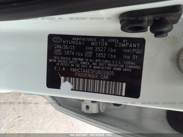 Photo 8 VIN: KMHCT4AE5FU872905 - HYUNDAI ACCENT 