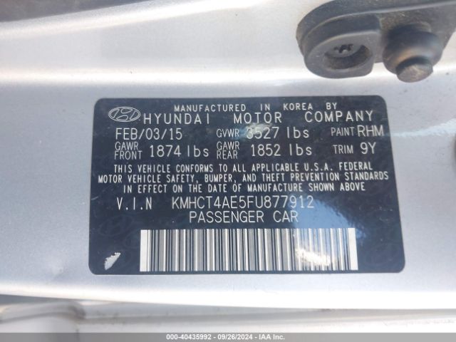 Photo 8 VIN: KMHCT4AE5FU877912 - HYUNDAI ACCENT 