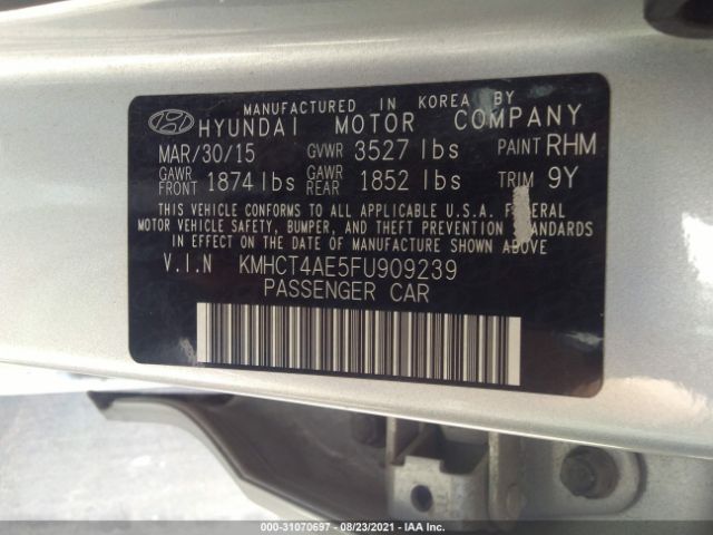 Photo 8 VIN: KMHCT4AE5FU909239 - HYUNDAI ACCENT 