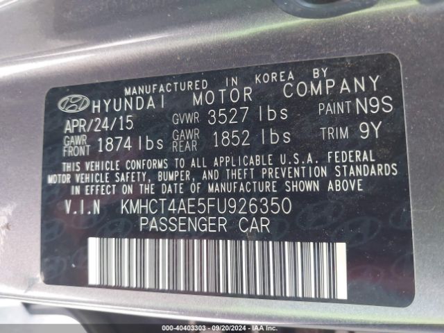 Photo 8 VIN: KMHCT4AE5FU926350 - HYUNDAI ACCENT 