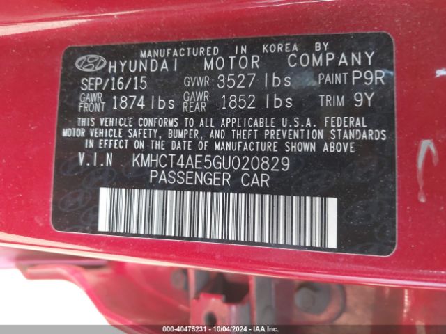 Photo 8 VIN: KMHCT4AE5GU020829 - HYUNDAI ACCENT 