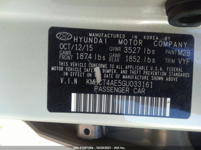 Photo 8 VIN: KMHCT4AE5GU033161 - HYUNDAI ACCENT 