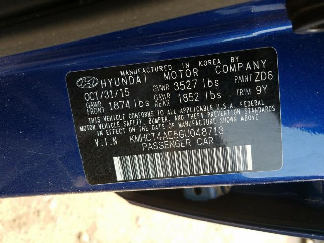 Photo 9 VIN: KMHCT4AE5GU048713 - HYUNDAI ACCENT SE 