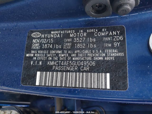 Photo 8 VIN: KMHCT4AE5GU049506 - HYUNDAI ACCENT 