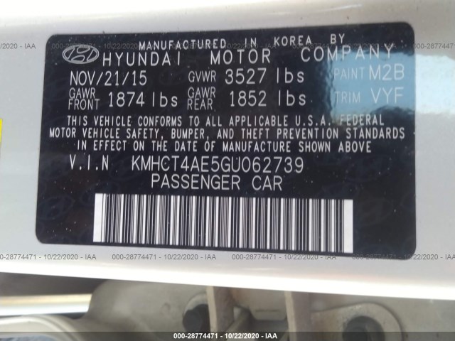 Photo 8 VIN: KMHCT4AE5GU062739 - HYUNDAI ACCENT 