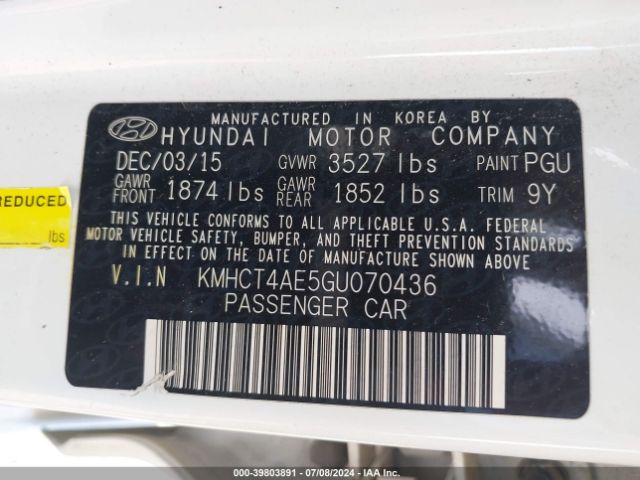 Photo 8 VIN: KMHCT4AE5GU070436 - HYUNDAI ACCENT 