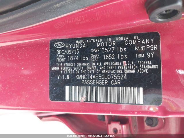 Photo 8 VIN: KMHCT4AE5GU075524 - HYUNDAI ACCENT 