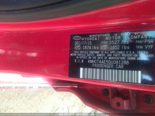 Photo 8 VIN: KMHCT4AE5GU081288 - HYUNDAI ACCENT 