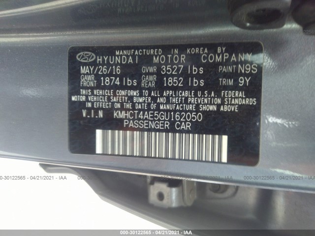 Photo 8 VIN: KMHCT4AE5GU162050 - HYUNDAI ACCENT 